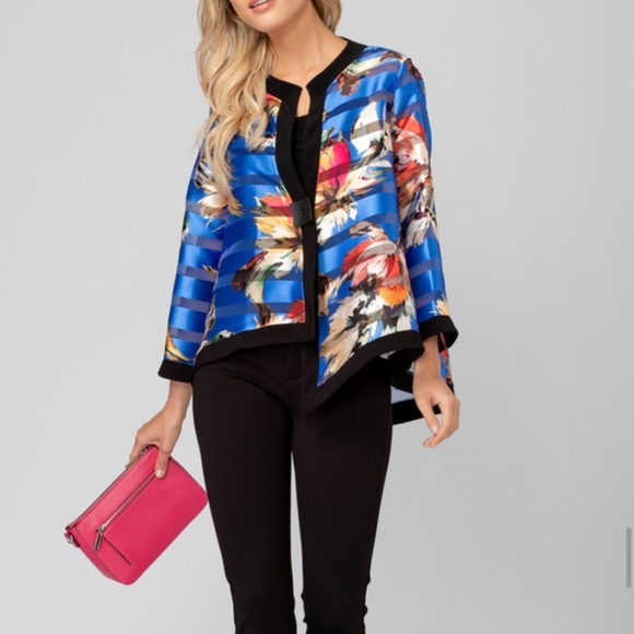 Joseph Ribkoff Jackets & Blazers - Joseph Ribkoff Blue Multicolor Floral Jacket